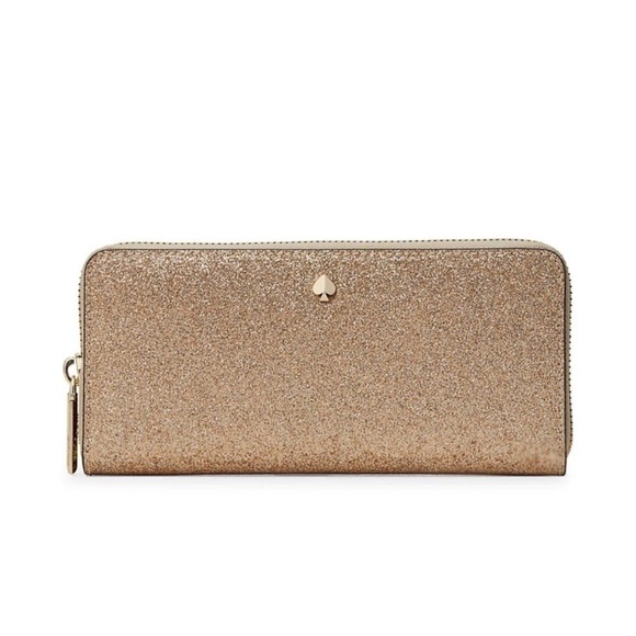 Kate Spade Full Size Gold Glitter Zippered Wallet. - Picture 1 of 12